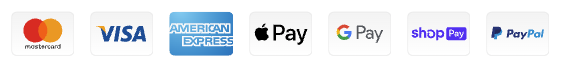 Moyens de paiement acceptés : Mastercard, Visa, American Express, Apple Pay, Google Pay, Shop Pay, PayPal